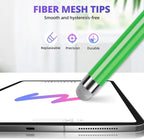 Extra Long Stylus pens for Touch Screens [5 Pack Fiber mesh Tips] Compatible for iPad iPhone Android Tablet Laptop Surface Chromebook High Sensitivity & Fine Point Capacitive Pen