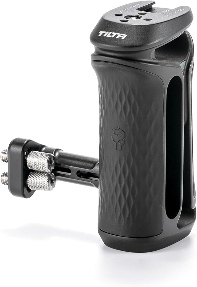 Tilta Xeno Side Handle for Filmmakers & Cameras - Black | Secure Connection & Helps Prevent Rotation | Adjustable Height | Textured Silicone Grip | Convenient Assembly (Dual 1/4″-20)