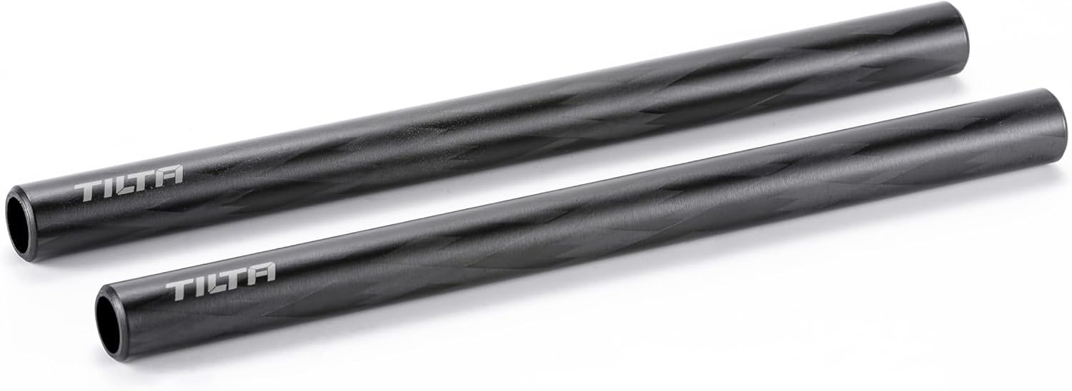 Tilta 2X Carbon Fiber Rods 15mm for Rail Support System | Increased Strength | Limited Reflection | Lightweight | DSLR Shoulder Rig, Camera Stabilizer Cage, Matte Box (20cm)