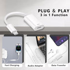 USB C to Lightning Headphone Audio Adapter, Type C Male to Female Lightning Earphone Converter with Charge/Data Transfer, Compatible with iPhone 17/16/15 Plus/Pro/Max, iPad Pro/Air 6/5/4, MacBook