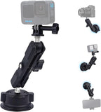 Camera Suction Cup Mount with Ball Head Magic Arm, Universal 360°Vacuum Suction Cup Mount for Action Cameras/GoPr0 Hero 13/DJI Osmo X4/Phone Holder on Car Windshield,Dashboard-Video Shooting,JC028