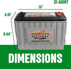 Interstate Batteries Heavy Duty Marine Deep Cycle Battery 12V 100Ah 925CCA (31-AGM7) Pure Matrix Power Commercial AGM Cranking Replacement (Group Size 31) GEM Cars, Yachts, Extra Fuel Tank Trucks