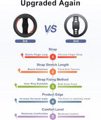 EWA MagOne Lite 3rd Gen Cell Phone Ring Holder, with Replaceable 360° Rotation Elastic Finger Strap, Phone Grip Compatible with iPhone MagSafe,15,14,13 Pro/Max/Plus-(Black)