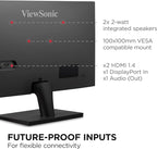 ViewSonic VA2715-2K-MHD 27 Inch 1440p LED Monitor with 100Hz, Ultra-Thin Bezels, HDMI and DisplayPort Inputs for Home and Office