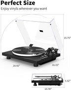 Turntable Vinyl Record Player Support Bluetooth Output Phono/Line Switch Pitch Control with Pre-Installed Counterweight & Magnetic Cartridge, Belt Drive 2 Speed
