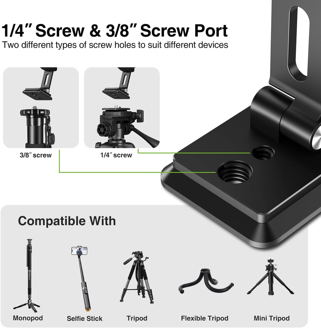 elitehood Aluminum Magsafe iPhone Tripod Mount with Arca Port, Magnetic Phone Mount for Tripod with 1/4" 3/8" Screw Adapter, Cell Phone Holder Stand for Video Recording Live Streaming Vlogging