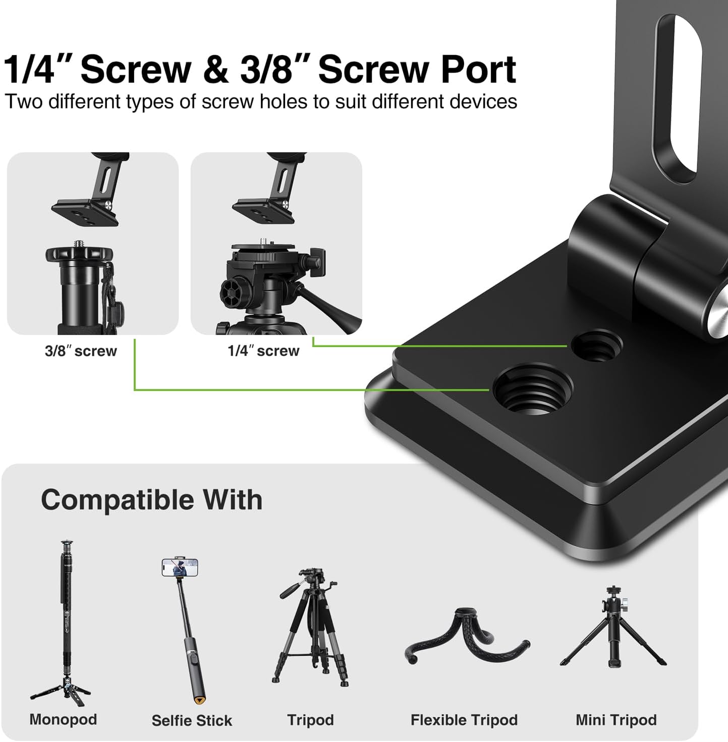 elitehood Aluminum Magsafe iPhone Tripod Mount with Arca Port, Magnetic Phone Mount for Tripod with 1/4" 3/8" Screw Adapter, Cell Phone Holder Stand for Video Recording Live Streaming Vlogging