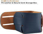 HOMIEAZICOZI 2-Pack Cork Leather Desk Accessories Storage - Pencil Pen Holder - Makeup Brush Holder Organizer - Stylish Addition to Home Decor (Dark Blue)