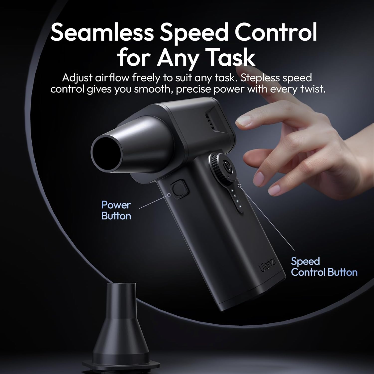 ULANZI AD02 Storm Electric Air Duster V2, 13W High-Speed Compressed Air Duster, 12.5W Fast Charge, Variable Speed, with 200-Mesh Filter & LED Light, Portable Mini Dust Blower for Camer Cleaning