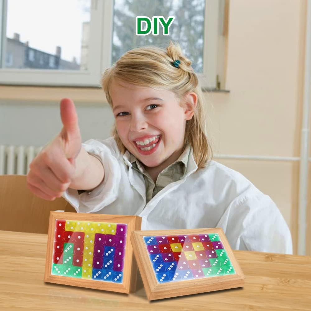 100 Pieces Colored Dice Set, Standard Bulk Colors Dices, Classroom Dice, Translucent 6 Sided Games Dice for Board Games, Parties, Classroom Math Games