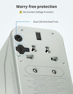 MOMAX Universal Travel Adapter, GaN 70W International Power Adapter, 3 USB-C PD Fast Charging & 2 USB-A QC, 1 AC, All-in-One International Plug Adapter for Travel European UK AUS JP