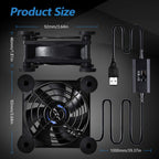 Quiet 80mm USB Fan, 5V USB Portable Cooling Fan for Flat Panel Xbox DVR PlayStation Router TV Receiver Computer Cabinet Cooler