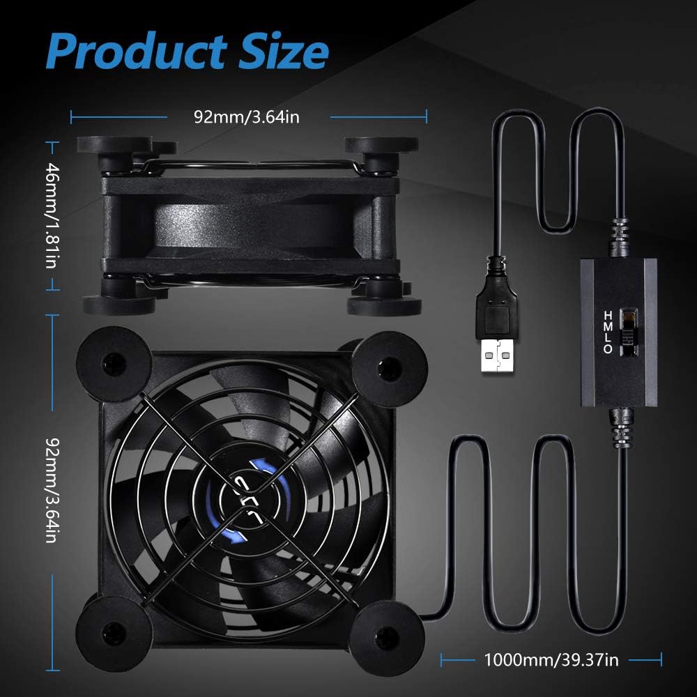 Quiet 80mm USB Fan, 5V USB Portable Cooling Fan for Flat Panel Xbox DVR PlayStation Router TV Receiver Computer Cabinet Cooler