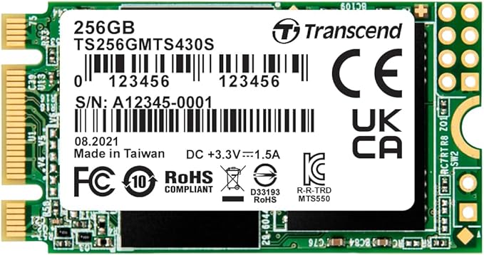 Transcend 256GB M.2 2242 SATA III SSD with Dram Cache, Up to 530MB/s, Compatible w/Ultrabook/Laptop/PC/Desktop, 3D TLC NAND Flash Internal Solid State Drive, LDPC Error Correction, SLC Cache, B+M Key