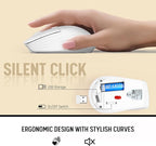 White Wireless Keyboard and Mouse Combo - Full-Size Quiet Keyboards with Palm Rest, Phone Holder, Multimedia Keys, Batteries Included, Office Key Board Compatible with Windows, PC, Laptop - Trueque