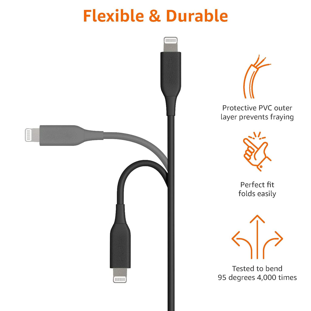 Amazon Basics USB-2.0 Type C to Lightning Cable (MFi Certified), 3 Feet, Black