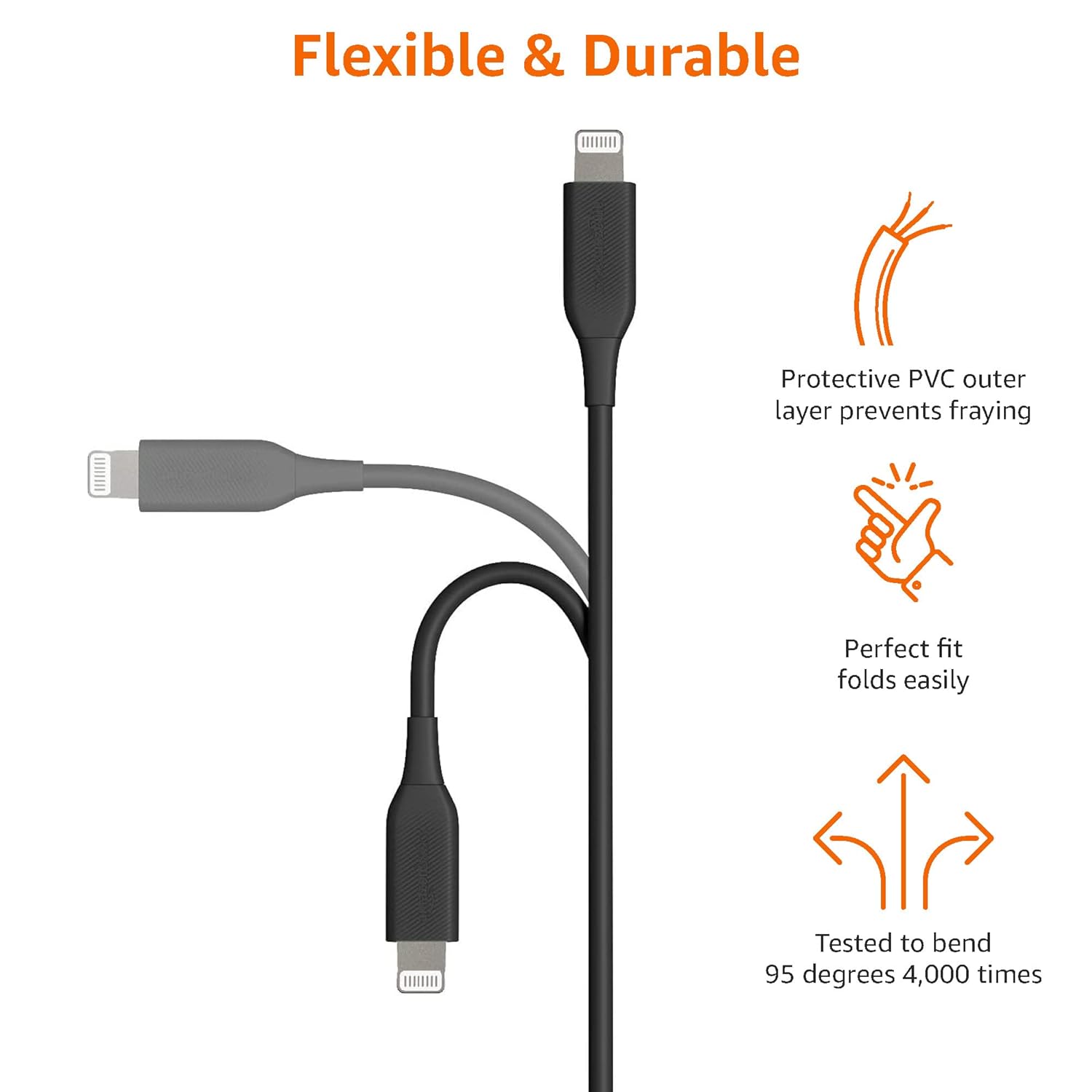 Amazon Basics USB-2.0 Type C to Lightning Cable (MFi Certified), 3 Feet, Black