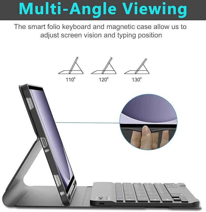 Keyboard Case for Samsung Galaxy Tab A9 Plus 5G 11 inch 2023 (SM-X210/X216/X218), Magnetic Detachable Wireless Keyboard Bluetooth, Smart Folio Cover with S Pen Holder for Galaxy Tab A9+ 11“（Black）
