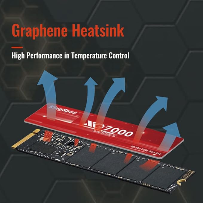 KingSpec XG7000 2TB NVMe SSD PCIe 4.0-7400MB/s Read Speed, 3D TLC NAND M.2 2280 Internal SSD, Compatible with Gaming PC, Laptop, PS5 Console