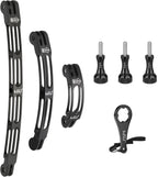 HSU Aluminum Alloy Curved Extension Arm Kit Metal Pole Mount Helmet Stick Extension Arm Mount for GoPro Hero 13/12/11/10/9/8/7/6 Black, DJI Osmo Action and More Action Cameras (7.9”/5.3”/3”) (Black)