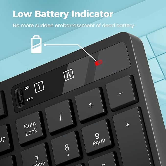 Wireless Keyboard and Mouse Combo, Lovaky 2.4G Full-Sized Ergonomic Keyboard, 3 DPI Adjustable Cordless USB Mouse, Quiet Click for Computer/Laptop/Windows/Mac (2 Pack, Black)
