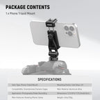 Neewer Metal Phone Tripod Mount with Cold Shoes, 1/4" Thread, 180° Tilt, 360° Rotation, Adjustable Phone Clamp Metal Phone Holder Compatible with iPhone 16 15 Pro Max S24 Ultra Camera Cage, GA010