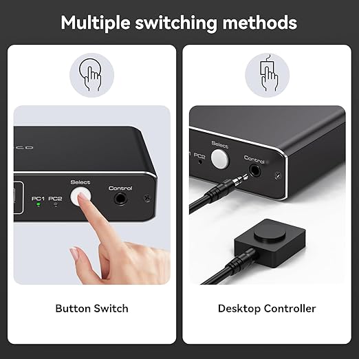 KVM Switch 1 Monitors 2 Computers 4K@60Hz USB C HDMI KVM Switch 2 Port for 1 Laptop 1 Desktop Share 1 Monitor Keyboard Mouse Hard Drives Printer Support 100W Charging for Laptop
