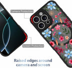 AIGOMARA Magnetic Case for iPhone 16 Pro [Compatible with MagSafe] Cute Pink Blue Flower Floral Pattern Soft TPU Bumper Hard PC Back Anti-Fall Shockproof Protective Slim Cover for Women Girls