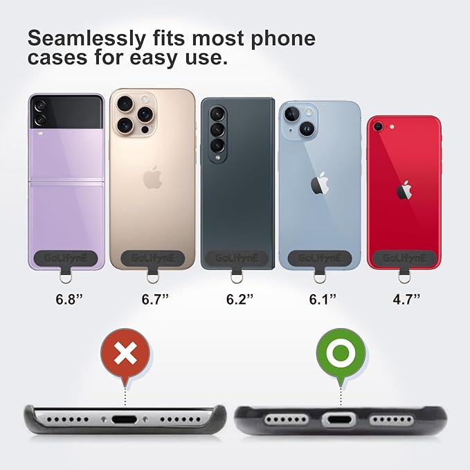 25mm Crossbody Phone Lanyard, Anti-Theft Crossbody Phone Strap for iPhone 16 Pro Max and Most Smartphones, Cell Phone Neck Lanyard w/ 2 Non-Adhesive Tether Tabs for Men and Women, Black