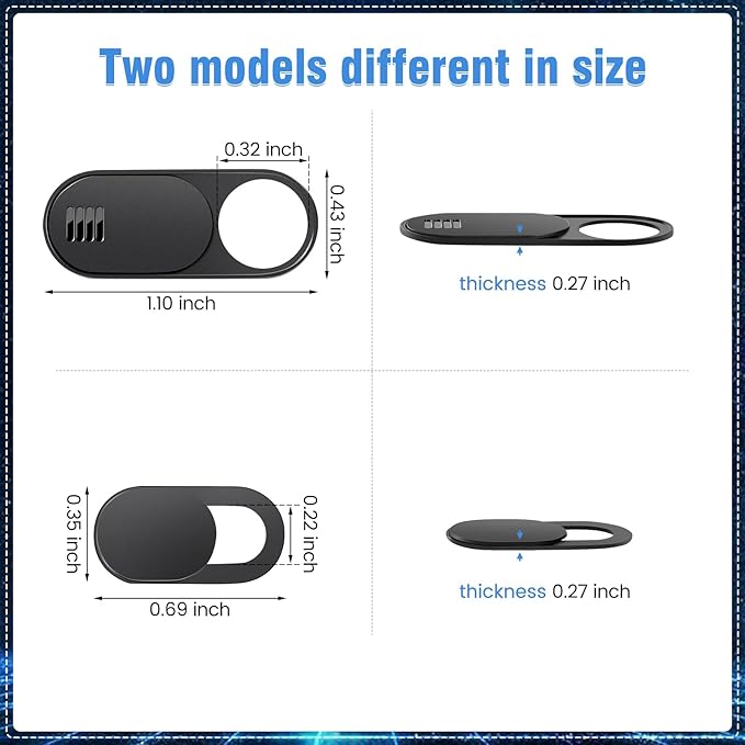 Laptop Camera Cover Slide,3 Large+3 Small Ultra Thin Webcam Cover for Laptop,Computer,Tablet,iPhone 6/7/8 Plus and Tesla Model 3/Y Interior Cabin Camera,Web Cam Blocker Protect Your Privacy