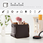 HOMIEAZICOZI 2-Pack Cork Leather Desk Accessories Storage - Pencil Pen Holder - Makeup Brush Holder Organizer - Stylish Addition to Home Decor (Coffee)