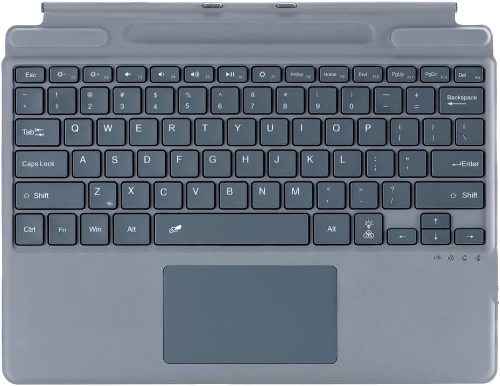 Keyboard for Microsoft Surface Pro Copilot+ (11th Edition) / Pro 11 / Pro 10 / Pro 9 / Pro 8 / Pro X, 13 inch, Detachable Type Cover with Touchpad, Pen Holder (Grey Without Backlit)