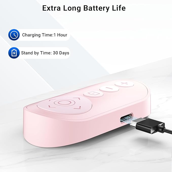 Wireless Camera Remote Control with Zoom for iPhone & iPad, Versatile Shutter with Front/Rear Camera Switch for Photo & Video, Smartphone Remote Clicker for TikTok