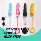 3 in 1 Magnetic Umbrella Sunshade Collapsible Expandable Phone Grip & Stand - Elegant Magsafe Compatible Phone Holder for Secure Grip and Hands-Free Viewing (Pink)