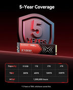 ORICO X7000 2TB NVMe SSD for Gaming, 7400MB/s Read Speed, 17μs Response Time, PCIe Gen 4 Internal Drive, PS5 & PC Compatibility, Comes with Heatsink for Enhanced Cooling and Multitasking