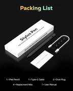 MoKo Pencil for iPad (A16) 11th 10th Gen, Stylus Pen for 2018-2025 Apple iPad 11/10/9/8/7/6/A16, Mini 7/6/5, Air M3/M2 11"/13"/5/4/3, Pro M4 13"/12.9"/11" Tilt Sensitivity, USB-C Fast Charging, Gray