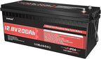 12V 200Ah LiFePO4 Lithium Battery,200A BMS,Max.2560W Load Power,15000+ Deep Cycles,10-Year Lifespan, Ideal for RV, Solar Energy Storage,Trolling Motor and Off-Grid Camping