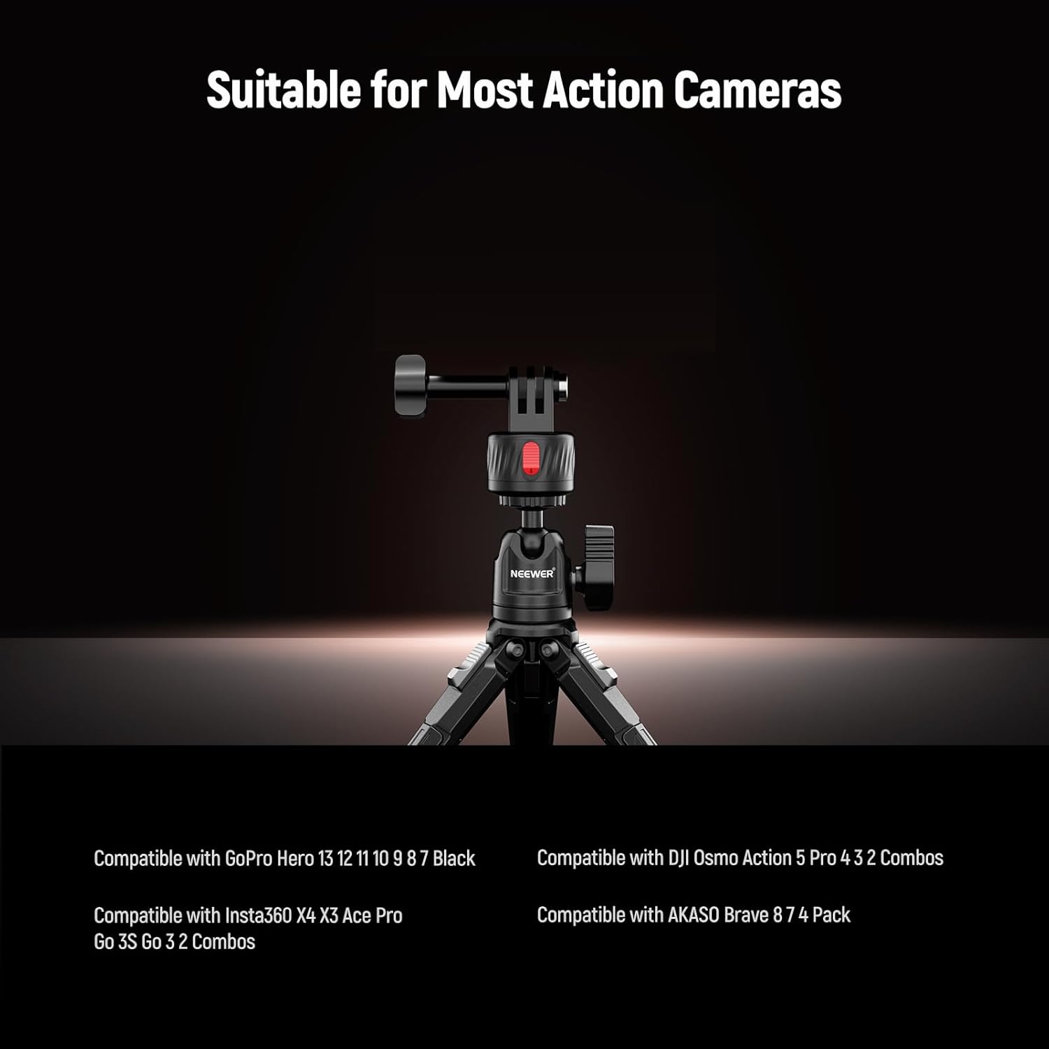 NEEWER Magnetic Action Camera Mount Kit, Compatible with GoPro Hero 13 12 11 Max DJI Osmo Action Insta360, ABS Magnetic Quick Release Mount for POV Shots, GP-24