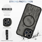 AIGOMARA Magnetic Case for iPhone 15 Pro Max [Compatible with MagSafe] Cute Black Flower Floral for Women Girls Soft TPU Bumper Hard PC Back Anti-Fall Shockproof Protective Slim Cover