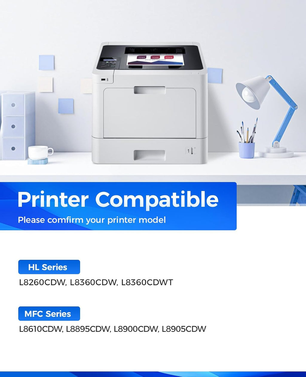 TN433 Toner Cartridge Set 4-Pack Replacement Compatible for Brother TN-433 TN431 TN436 MFC-L8900CDW MFC-L8690CDW HL-L8360CDW HL-L8260CDW MFC-L8610CDW MFC-L8905CDW MFC-L9570CDW HL-L8360CDWT Printer Ink