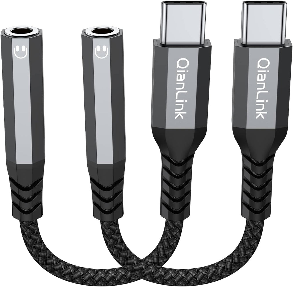 USB Type C to 3.5mm Female Headphone Jack Adapter, (2-Pack) USB C to Aux Audio Dongle Cable Cord for iPhone 15 16 17 Pro Max, Samsung Galaxy S25 S24 S23 S22 S21 S20 Ultra, Note 20, Pixel 8 9,iPad Pro