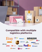 MUNBYN Bluetooth Thermal Label Printer 941B, Wireless 300DPI 4x6 Shipping Label Printer for Small Business, Compatible with Windows, Mac, iPhone, Android, PC, Ebay, Amazon, Shopify, Etsy, USPS (Pink)