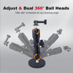 Magnetic Camera Mount for Action Camera, 12 Strong Magnet Base with 360 Rotation Ball Head- Quick Car Holder Attachment for DJl Action 5 Pro 4 Osm0 Pocket 3 GoPrO Max her0 13 12 lnsta36o X5 X4,JC030