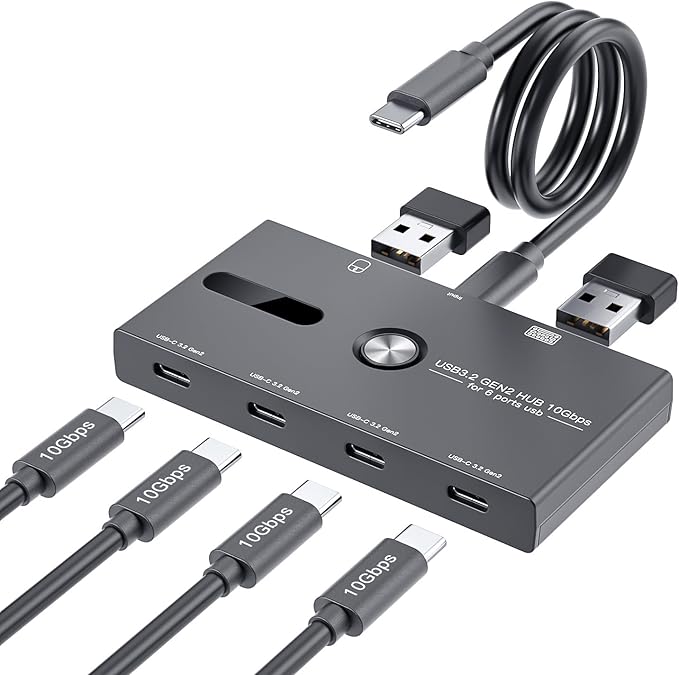 10Gbps USB C Hub, 6 Ports USB C Splitter, USB C to USB C Hub for PC, Laptop, MacBook Pro/Air, iMac, Surface Pro, Chromebook, Etc(HUB ONLY, Not Support Charging/Monitor)