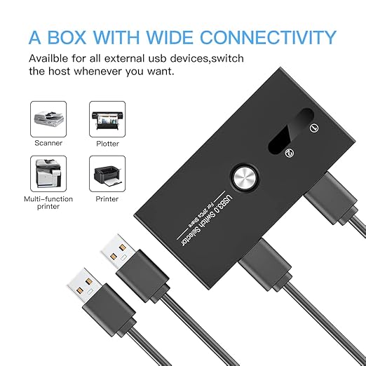 USB Switch, USB 3.0 Switcher 2 Computers Share 4 USB for PC Mouse Keyboard Printer Scanner, USB KVM Switch Selector Compatible with Windows, Mac, Linux