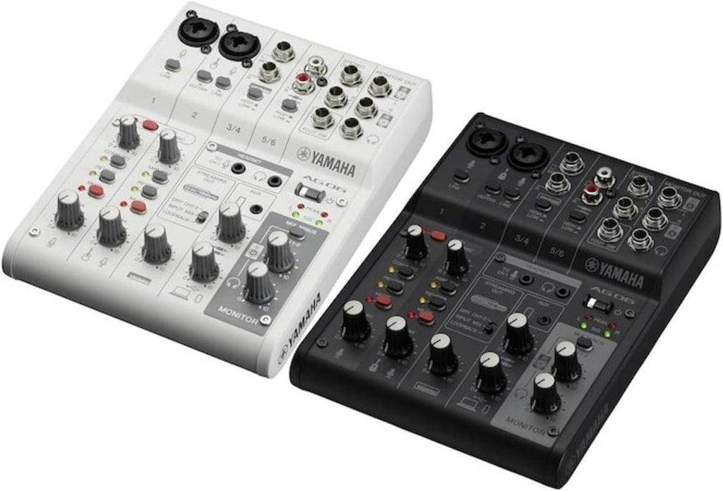 Yamaha AG06MK2 White 6-Channel Live Streaming Loopback Mixer/USB Interface with Steinberg Software Suite