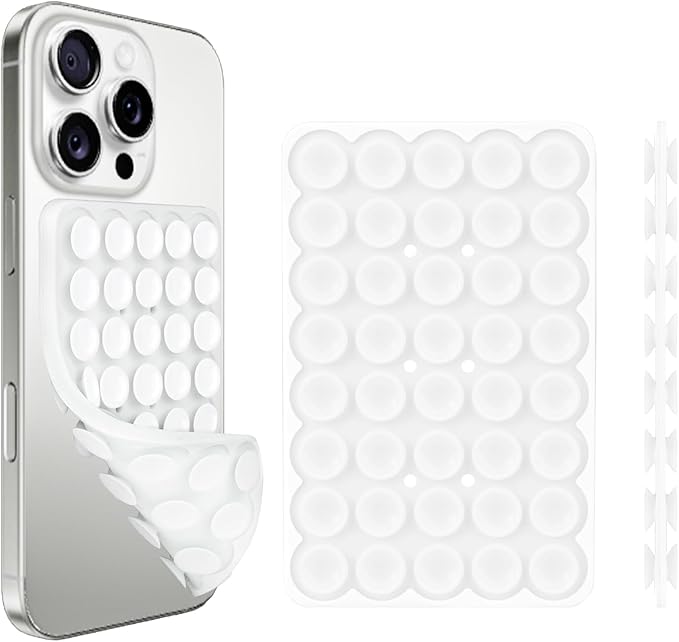 1 Pack Silicone Suction Cup Phone Case Mount Double Sided, Phone Accessories Hands-Free Strong Grip Holder for Selfies and Videos, Silicon Phone Stand Sticky for iPhone and Android Transparent