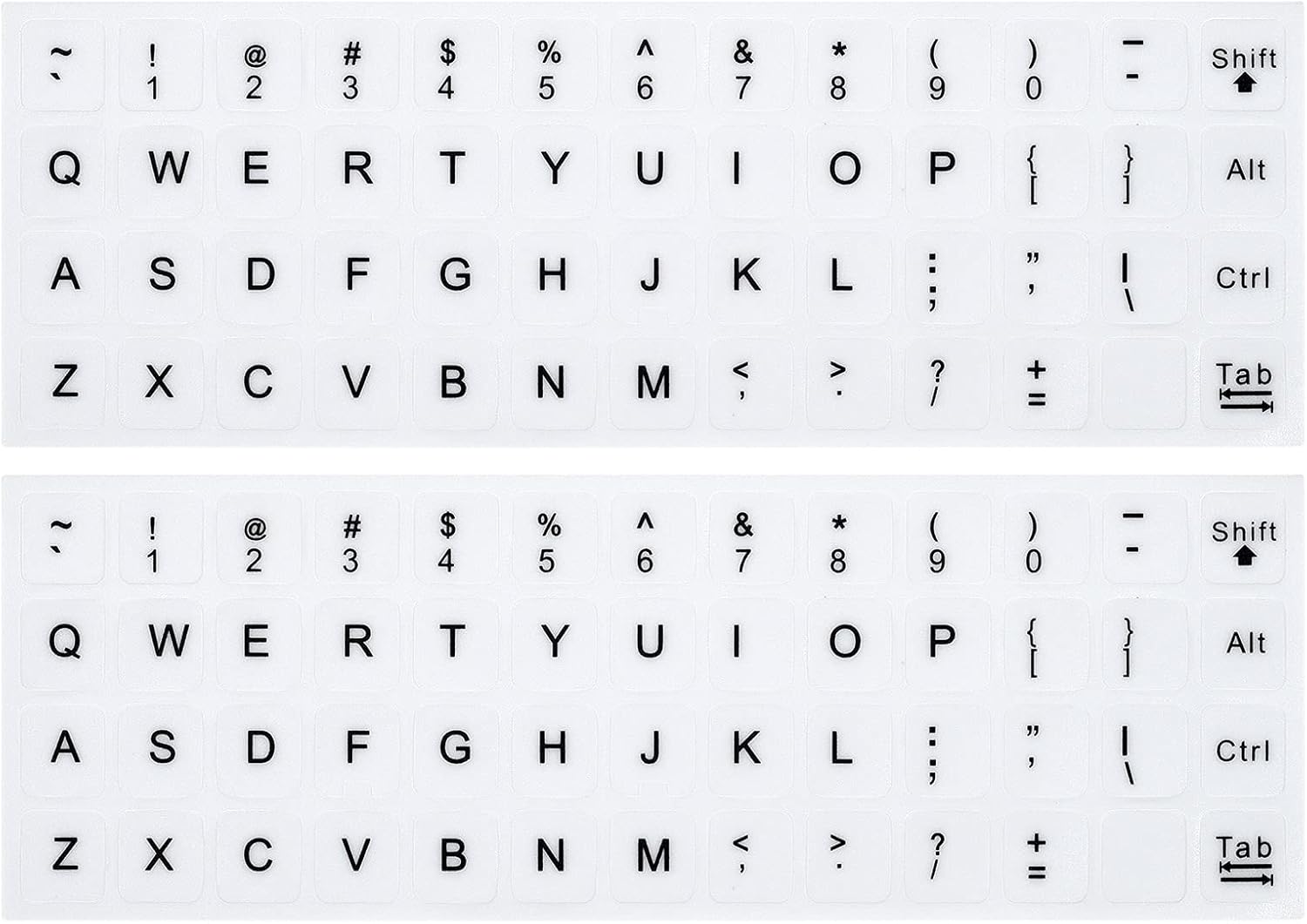 (2PCS Pack) English Keyboard Stickers, Universal Keyboard Replacement Letters English White Background with Black Lettering for Laptops Computer, Matte Keyboard Alphabet Stickers -White