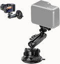 Camera Suction Cup Mount with Ball Head Magic Arm, Twist-Lock Composite Suction Cup Mount on Car Boat Windshield Window with 1/4"-20 Threaded for Action Camera/Camcorder/Phone Holder