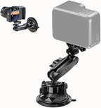 Camera Suction Cup Mount with Ball Head Magic Arm, Twist-Lock Composite Suction Cup Mount on Car Boat Windshield Window with 1/4"-20 Threaded for Action Camera/Camcorder/Phone Holder